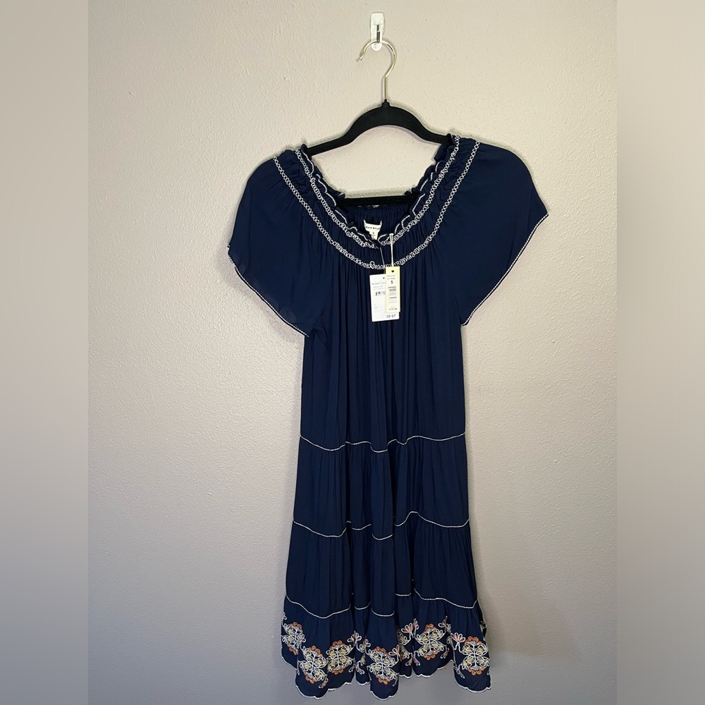 Max Studio Womens Embroidered Off-The-Shoulder Mini Dress Size Small